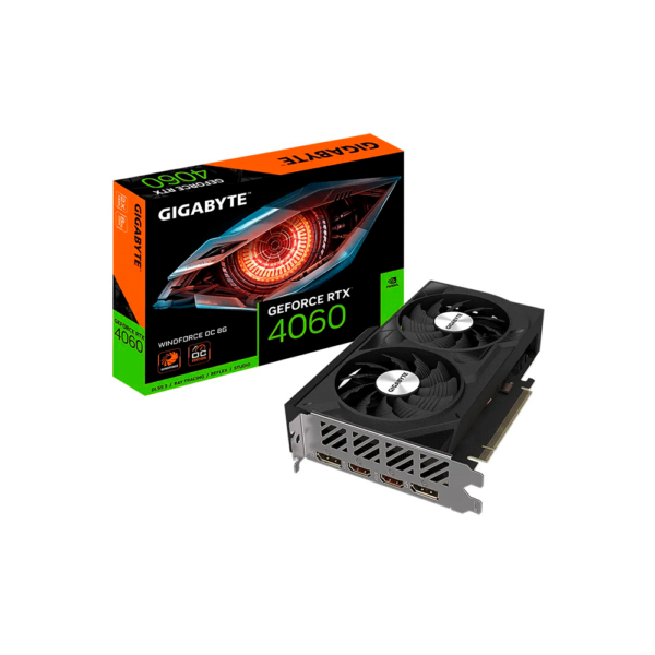 Placa de video gigabyte rtx4060 windforce oc 8gb gddr6 gv-n4060wf2oc-8gd