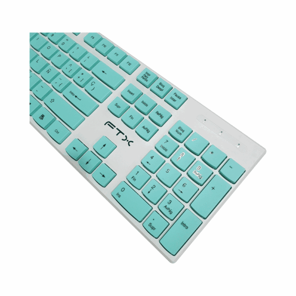 Teclado + mouse ftx wireless ftxgk600 numerico/español blanco/verde - Imagen 3