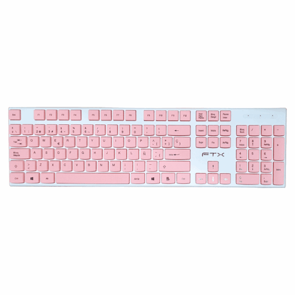 Teclado + mouse ftx wireless ftxgk600 numerico/español blanco/rosa - Imagen 2