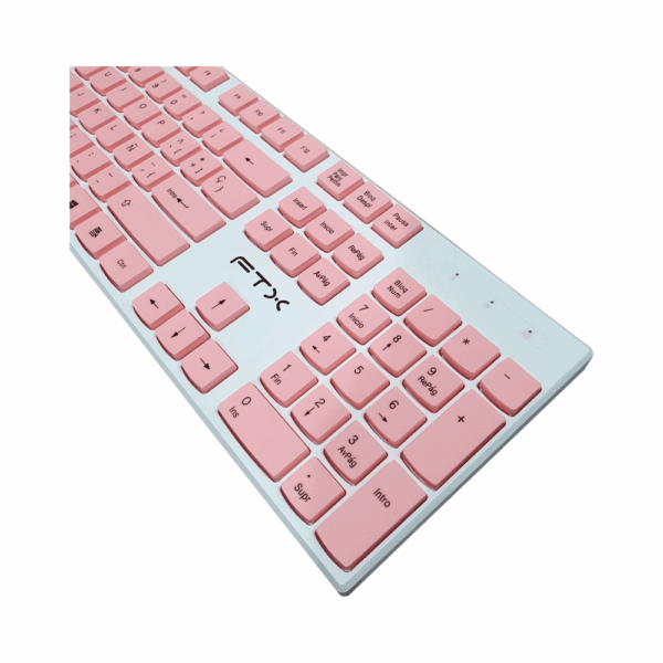 Teclado + mouse ftx wireless ftxgk600 numerico/español blanco/rosa - Imagen 3