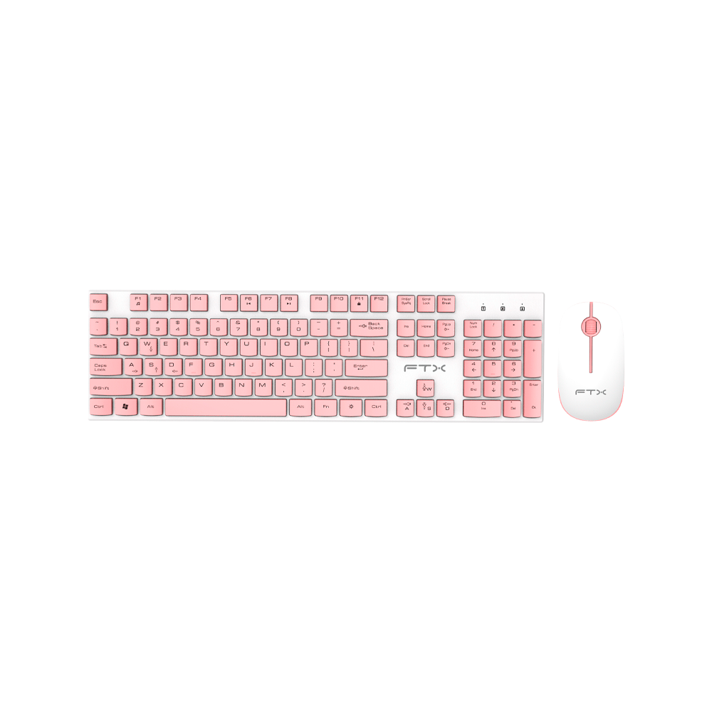 Teclado + mouse ftx wireless ftxgk600 numerico/portugues blanco/rosa